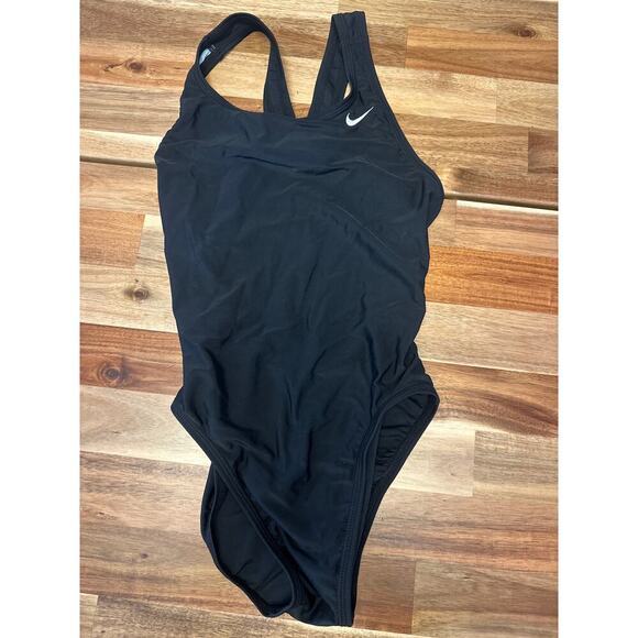 Nike One Piece Swimsuit Black Womens Size 4 - Picture 2 of 4